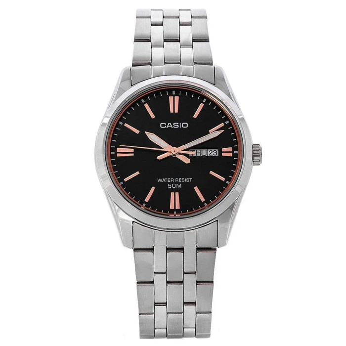 Мъжки ръчен часовник с кварцов механизъм - корпус от Стомана - Стоманена верижка - цвят Черен Сив