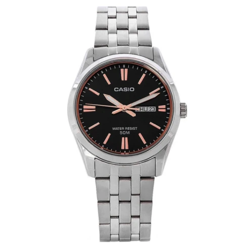 Мъжки ръчен часовник с кварцов механизъм - корпус от Стомана - Стоманена верижка - цвят Черен Сив