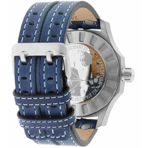 Мъжки ръчен часовник с автоматичен механизъм - корпус от Стомана - Естествена кожа - цвят Син Син