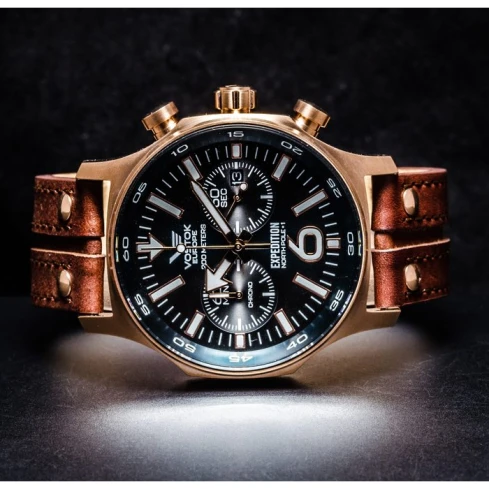 Мъжки ръчен часовник с кварцов механизъм - корпус от Стомана - Естествена кожа - цвят Син Кафяв