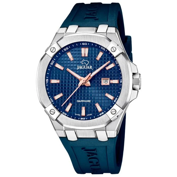 Мъжки ръчен часовник с кварцов механизъм - корпус от Стомана - Силиконова каишка - цвят Син Син