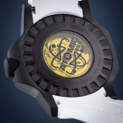 Мъжки ръчен часовник с автоматичен механизъм - корпус от Стомана - Естествена кожа - цвят Черен Бял