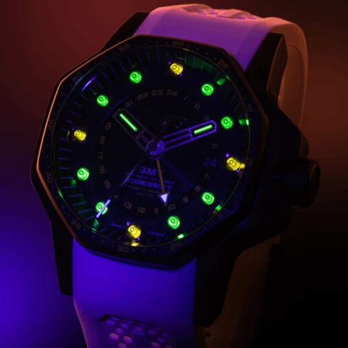 Мъжки ръчен часовник с автоматичен механизъм - корпус от Стомана - Естествена кожа - цвят Черен Бял