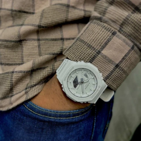 Мъжки ръчен часовник с кварцов механизъм - корпус от Полимер - Полимер - цвят Бял Бял