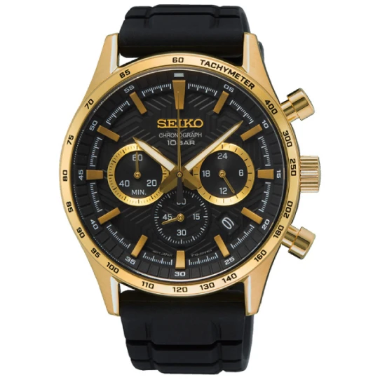 Мъжки ръчен часовник с кварцов механизъм - корпус от Стомана - Силиконова каишка - цвят Черен Черен