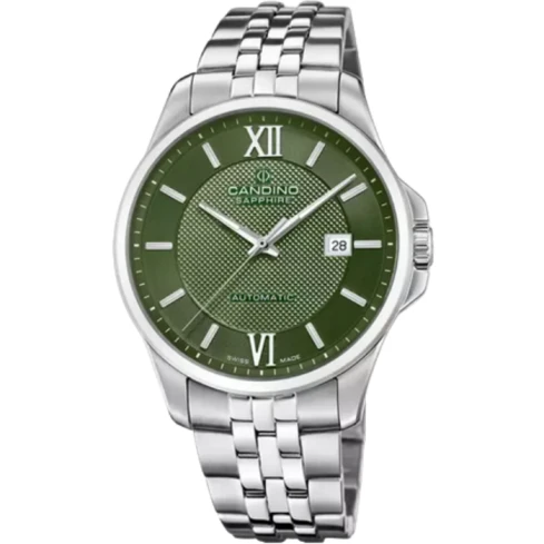 Мъжки ръчен часовник с автоматичен механизъм - корпус от Стомана - Стоманена верижка - цвят Зелен Сив