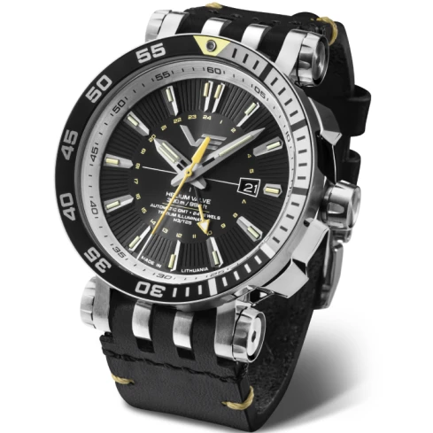 Мъжки ръчен часовник с автоматичен механизъм - корпус от Стомана - Естествена кожа - цвят Черен Черен