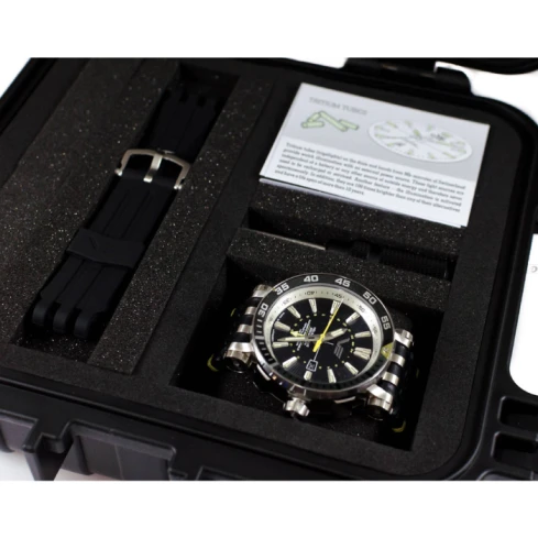 Мъжки ръчен часовник с автоматичен механизъм - корпус от Стомана - Естествена кожа - цвят Черен Черен