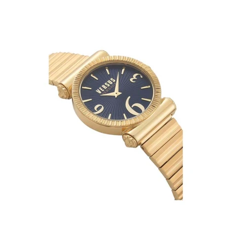 Дамски ръчен часовник с кварцов механизъм - корпус от Стомана - Стоманена верижка - цвят Син Злато