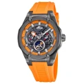 Мъжки ръчен часовник с кварцов механизъм - корпус от Стомана - Силиконова каишка - цвят Сив Оранжев