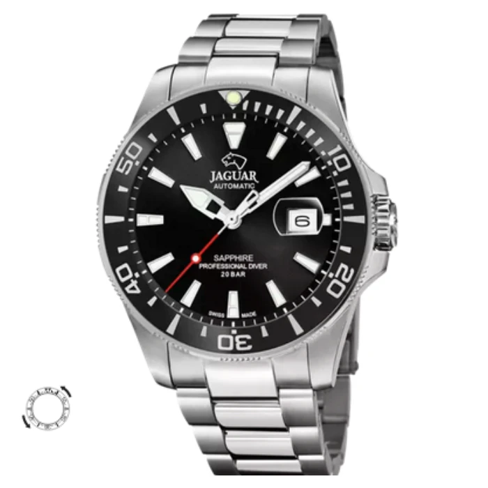 Мъжки ръчен часовник с автоматичен механизъм - корпус от Стомана - Стоманена верижка - цвят Черен Сив