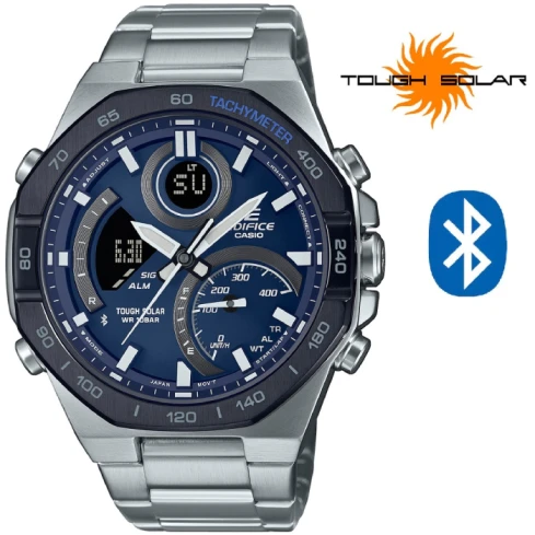 Мъжки ръчен часовник с кварцов механизъм - корпус от Стомана - Стоманена верижка - цвят Син Сив