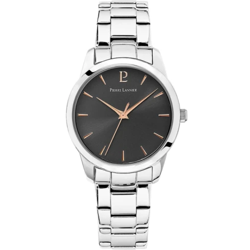 Дамски ръчен часовник с кварцов механизъм - корпус от Стомана - Стоманена верижка - цвят Черен Сив