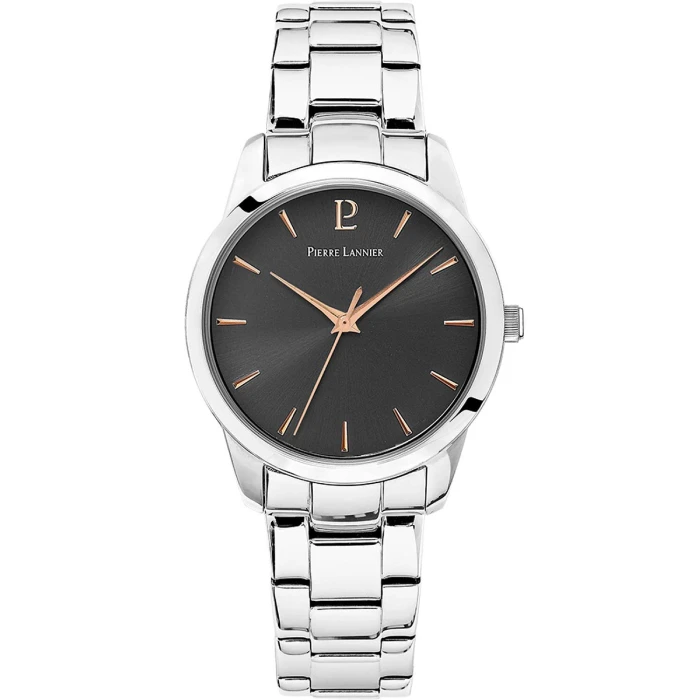 Дамски ръчен часовник с кварцов механизъм - корпус от Стомана - Стоманена верижка - цвят Черен Сив