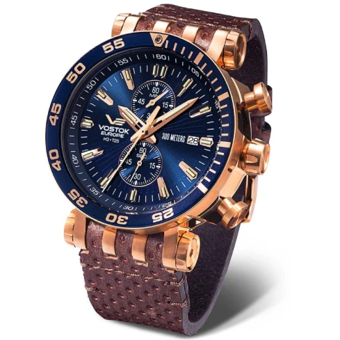 Мъжки ръчен часовник с кварцов механизъм - корпус от Стомана - Естествена кожа - цвят Син Зелен