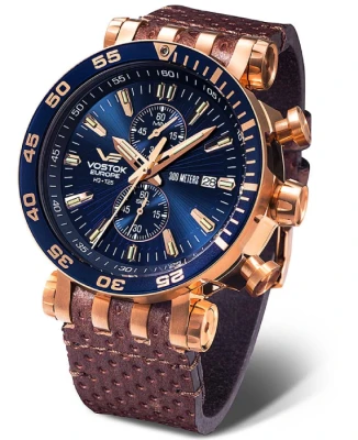 Мъжки ръчен часовник с кварцов механизъм - корпус от Стомана - Естествена кожа - цвят Син Зелен