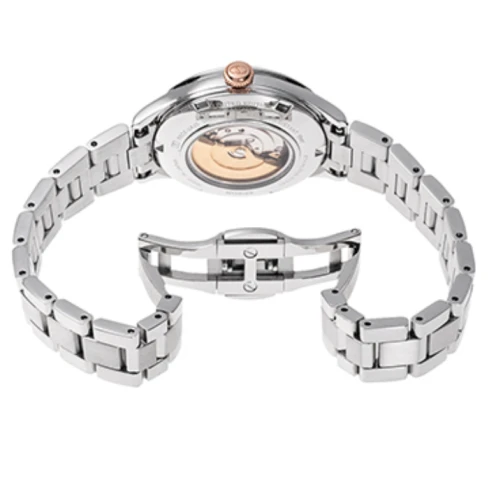 Дамски ръчен часовник с автоматичен механизъм - корпус от Стомана - Стоманена верижка - цвят Тюркоаз Сив