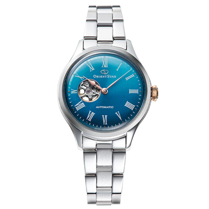 Дамски ръчен часовник с автоматичен механизъм - корпус от Стомана - Стоманена верижка - цвят Тюркоаз Сив