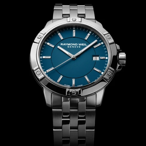 Мъжки ръчен часовник с кварцов механизъм - корпус от Стомана - Стоманена верижка - цвят Син Сив