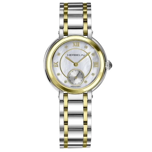 Дамски ръчен часовник с кварцов механизъм - корпус от Стомана - Стоманена верижка - цвят Седеф Злато