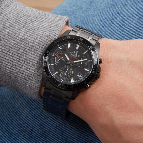 Мъжки ръчен часовник с кварцов механизъм - корпус от Стомана - Стоманена верижка - цвят Черен Черен