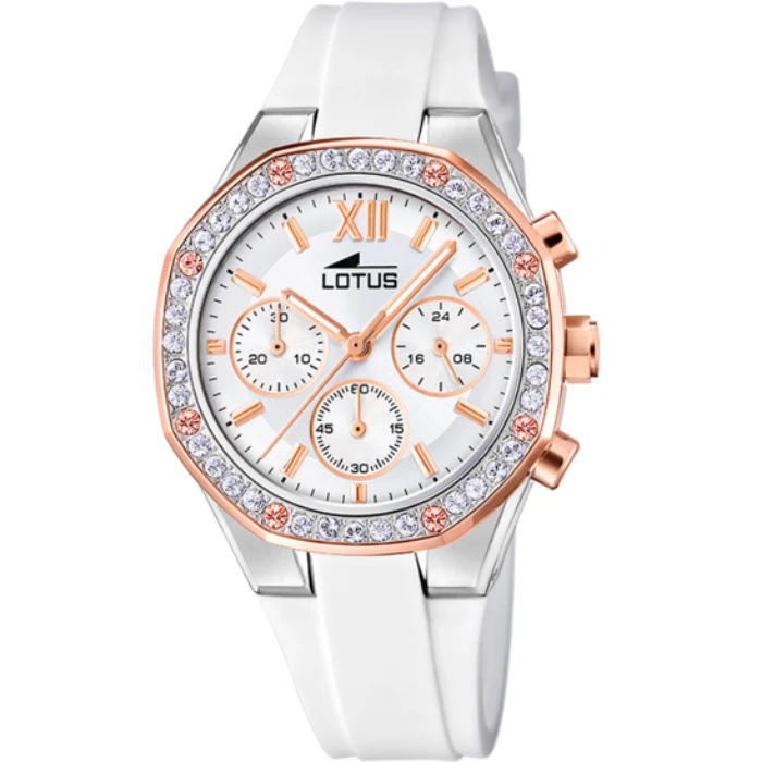 Дамски ръчен часовник с кварцов механизъм - корпус от Стомана - Каучук - цвят Бял Бял