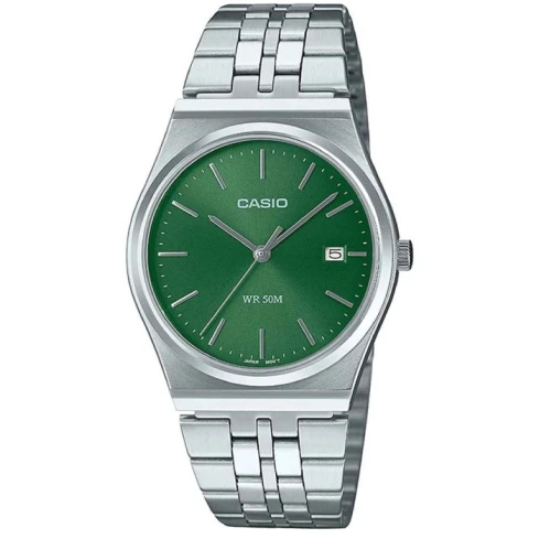 Мъжки ръчен часовник с кварцов механизъм - корпус от Стомана - Стоманена верижка - цвят Зелен Сив