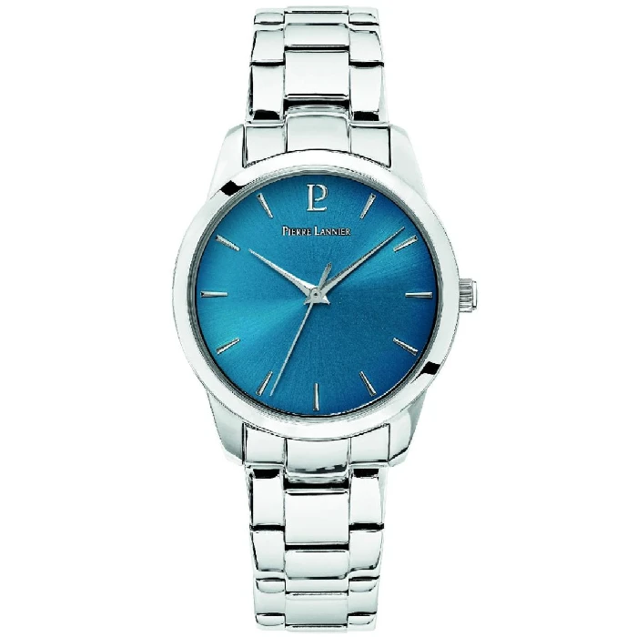 Дамски ръчен часовник с кварцов механизъм - корпус от Стомана - Стоманена верижка - цвят Син Сив