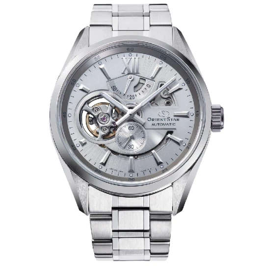 Мъжки ръчен часовник с кварцов механизъм - корпус от Стомана - Стоманена верижка - цвят Скелетон Сив