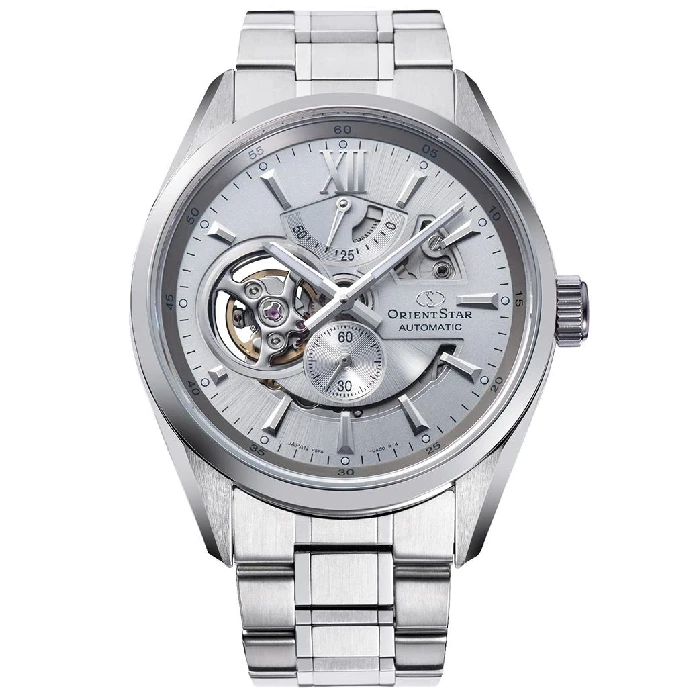 Мъжки ръчен часовник с кварцов механизъм - корпус от Стомана - Стоманена верижка - цвят Скелетон Сив