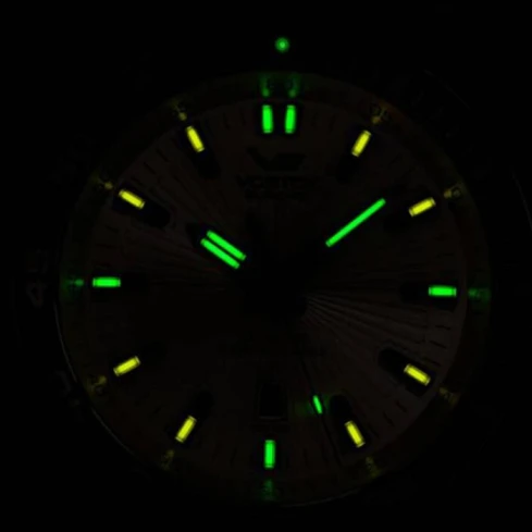 Мъжки ръчен часовник с автоматичен механизъм - корпус от Стомана - Естествена кожа - цвят Бежов Син