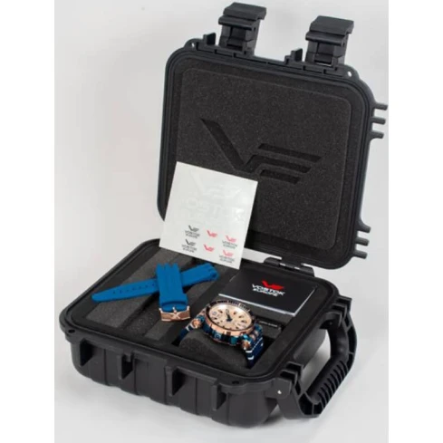 Мъжки ръчен часовник с автоматичен механизъм - корпус от Стомана - Естествена кожа - цвят Бежов Син