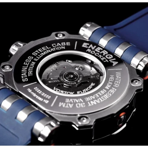 Мъжки ръчен часовник с автоматичен механизъм - корпус от Стомана - Естествена кожа - цвят Син