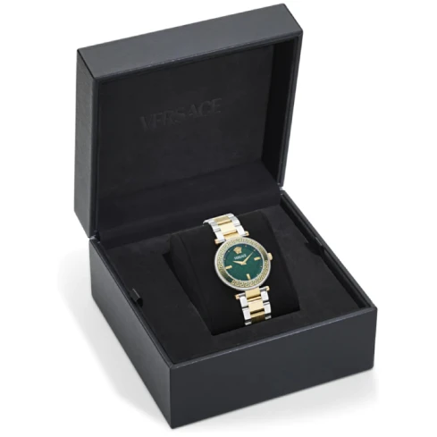 Дамски ръчен часовник с кварцов механизъм - корпус от Стомана - Стоманена верижка - цвят Зелен Злато