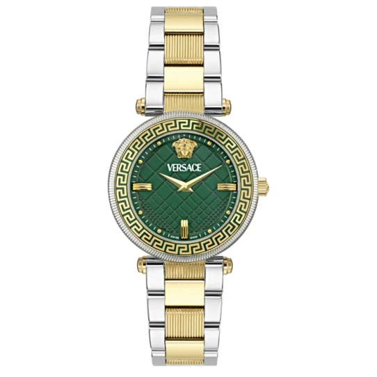 Дамски ръчен часовник с кварцов механизъм - корпус от Стомана - Стоманена верижка - цвят Зелен Злато