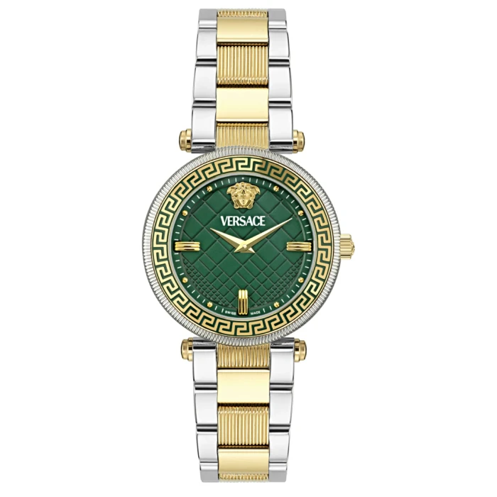 Дамски ръчен часовник с кварцов механизъм - корпус от Стомана - Стоманена верижка - цвят Зелен Злато