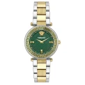 Дамски ръчен часовник с кварцов механизъм - корпус от Стомана - Стоманена верижка - цвят Зелен Злато