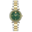Дамски ръчен часовник с кварцов механизъм - корпус от Стомана - Стоманена верижка - цвят Зелен Злато