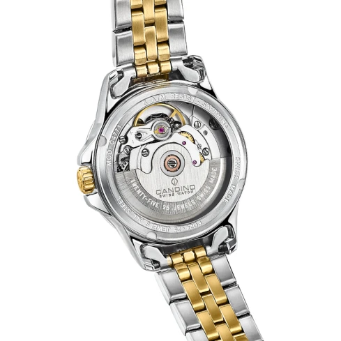 Дамски ръчен часовник с автоматичен механизъм - корпус от Стомана - Стоманена верижка - цвят Син Злато