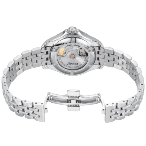 Дамски ръчен часовник с автоматичен механизъм - корпус от Стомана - Стоманена верижка - цвят Син Сив