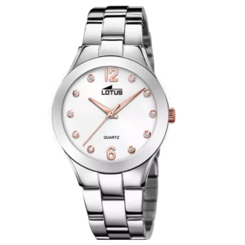 Дамски ръчен часовник с кварцов механизъм - корпус от Стомана - Стоманена верижка - цвят Бял Сив