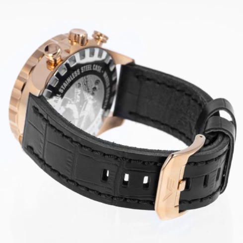 Мъжки ръчен часовник с кварцов механизъм - корпус от Стомана - Естествена кожа - цвят Сив