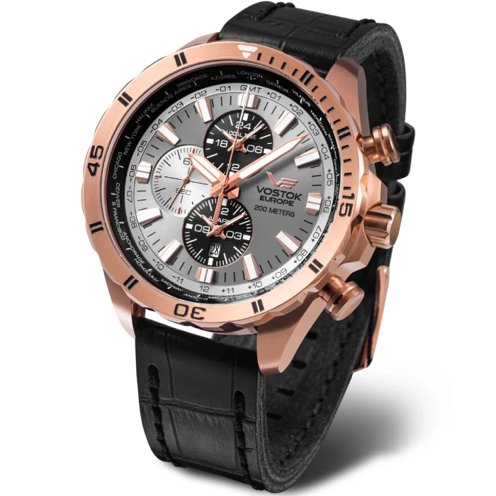 Мъжки ръчен часовник с кварцов механизъм - корпус от Стомана - Естествена кожа - цвят Сив