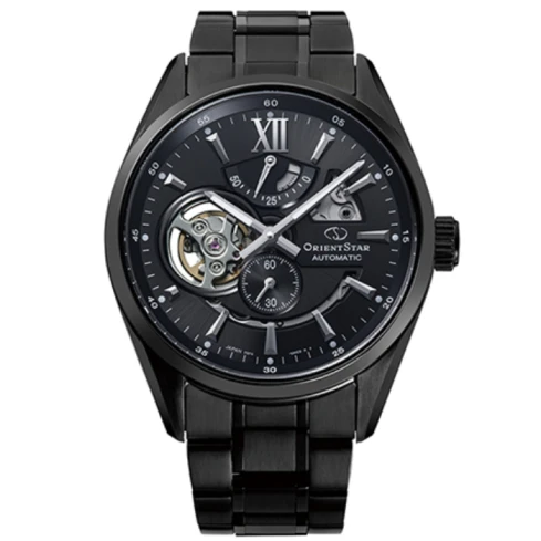 Мъжки ръчен часовник с автоматичен механизъм - корпус от Стомана - Стоманена верижка - цвят Черен Черен