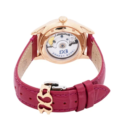 Дамски ръчен часовник с кварцов механизъм - корпус от Стомана - Естествена кожа - цвят Бял Червен