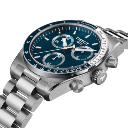 Мъжки ръчен часовник с кварцов механизъм - корпус от Стомана - Стоманена верижка - цвят Син Сив