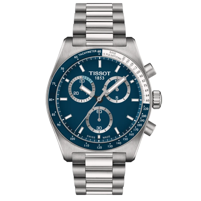 Мъжки ръчен часовник с кварцов механизъм - корпус от Стомана - Стоманена верижка - цвят Син Сив