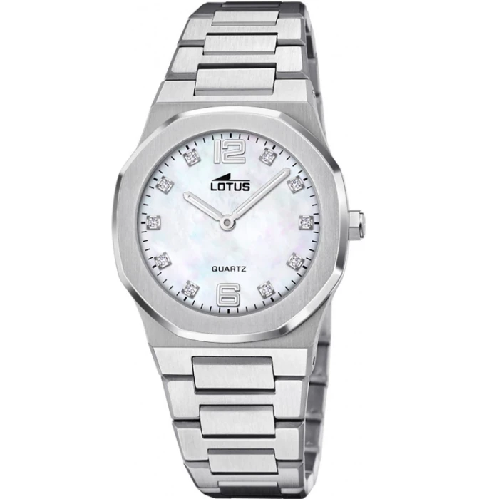 Дамски ръчен часовник с кварцов механизъм - корпус от Стомана - Стоманена верижка - цвят Седеф Сив