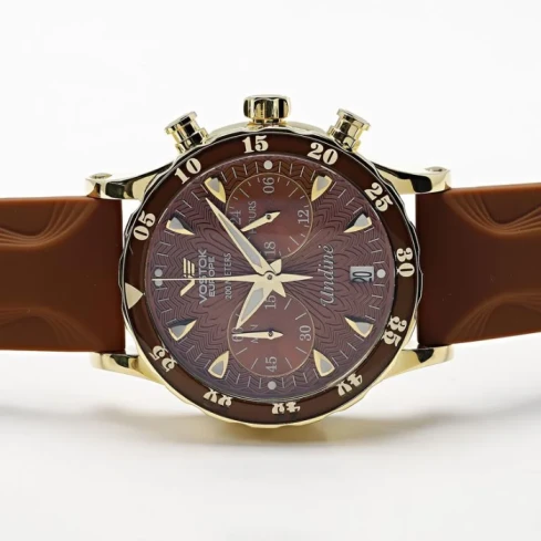 Дамски ръчен часовник с кварцов механизъм - корпус от Стомана - Естествена кожа - цвят Кафяв Розово Злато