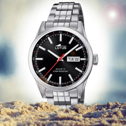 Мъжки ръчен часовник с кварцов механизъм - корпус от Стомана - Стоманена верижка - цвят Черен Сив